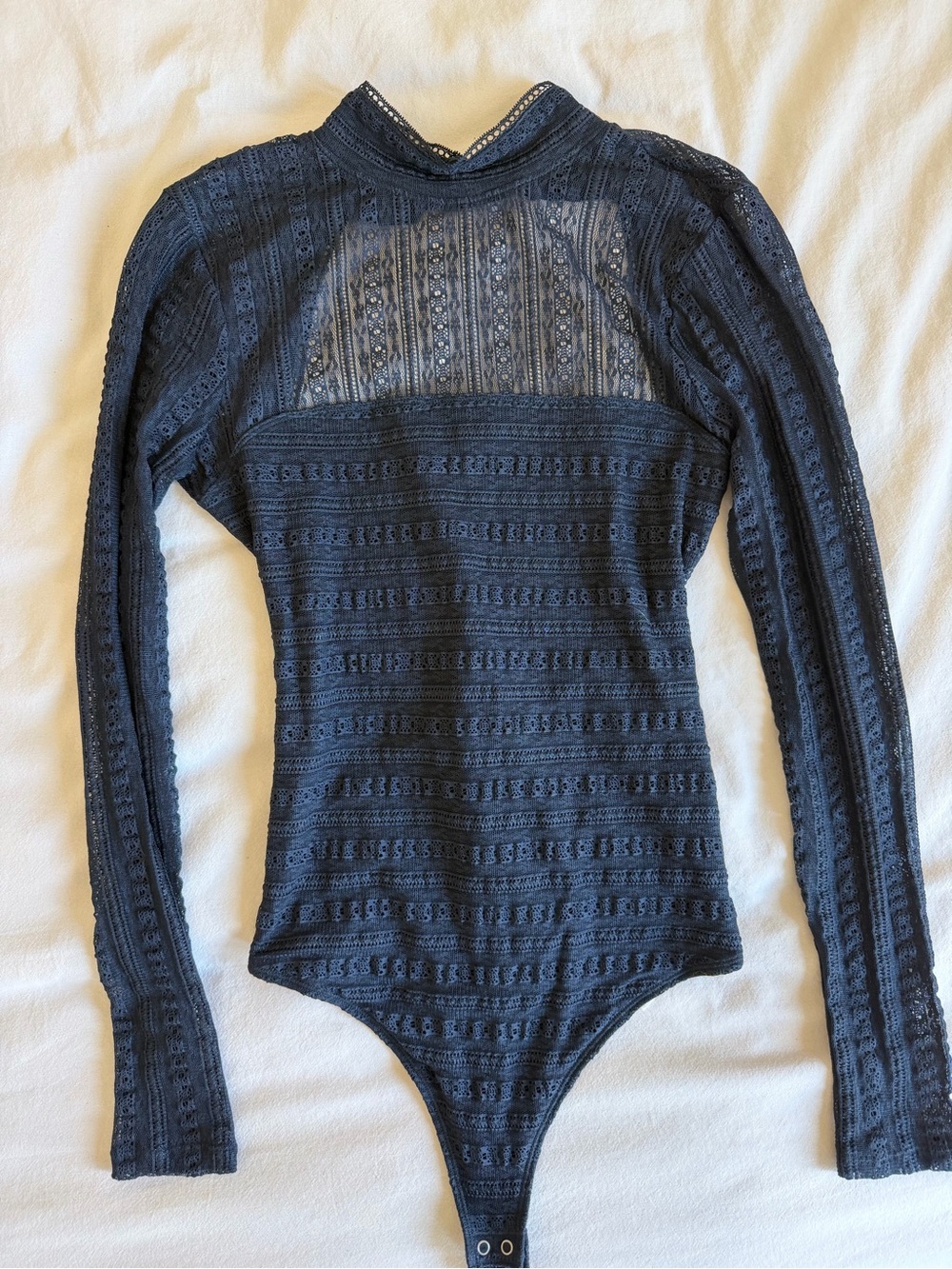 Abercrombie & Fitch Black Lace-Back Long Sleeve Bodysuit